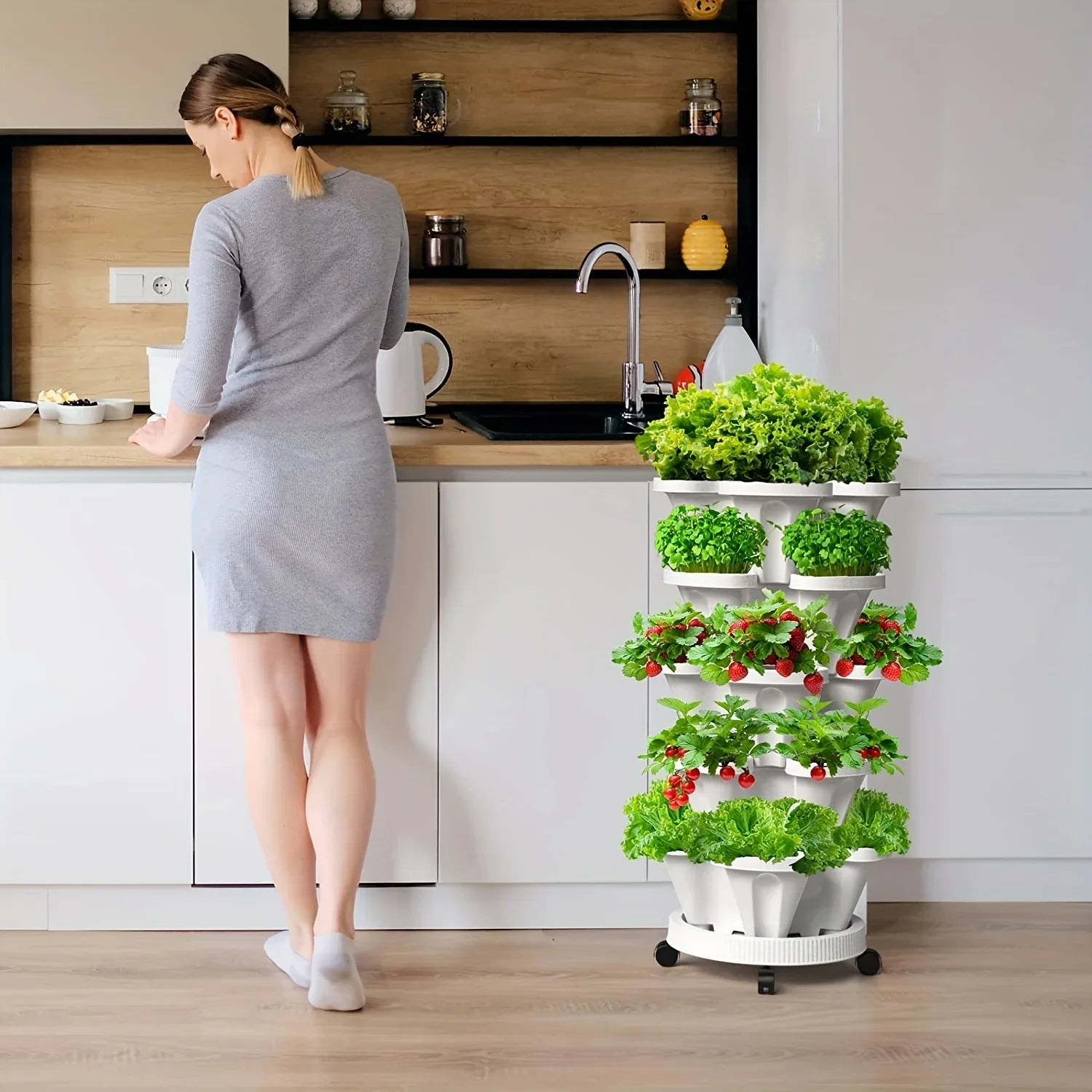 Vertical Cultivation Greenhouse With Tray And Wheels
